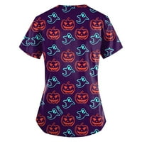 Sksloeg piling vrhovi Halloween Day Top Pumpkin vještica Šešir Print Tops Nursing Halloween Radna uniforma
