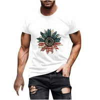 Dnevne majice za muškarce prevelike fit 3D suncokret USA zastava Ispis kratkih rukava okrugli vrat Tee