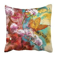 Žuti cvjetni leptir i apstraktna slika na mješovitim medijima Brown ulje platno jastuk za jastuk