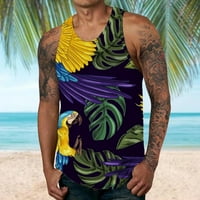 Muška povremena modna ljetna plaža odskočna plaža tiskana sa okruglim vratnim rezervoarom Top Dark Green