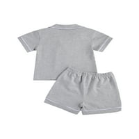 1-6T Dječja dječja djevojačka Djevojka Dječak ljeto dva pidžama Set, gumb down majica kratkih rukava