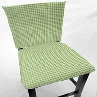 Zelena i bijela provjerena Gingham stolica za trpezariju na stražnjim poklopcima ili poklopci sjedala