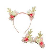 Rosarivae božićni antler Headdress umjetni cvjetni traka za glavu Party kostim kose kopče za kosu ružičasta