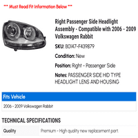 Sklop naslona prednjeg svjetla putnika - kompatibilna sa - Volkswagen Rabb 2008