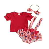 Novorođenčad Djevojka Dan neovisnosti Outfits Ljetna košulja TOP + STAR PRINT SUSREENDERS Storys + Traka