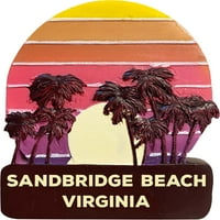 Sandbridge Beach Virginia Trendy Suvenir Ručna oslikana smola hladnjak magnet zalazak sunca i palmine