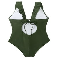 Colisha Women V izrez Jednodijelni kupaći kostimi Tržni upravljač kupaći kostim ruffles Monokinis kupaći kostimi zeleni m