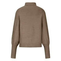 Puntoco plus veličina kaput za uklanjanje žena Čvrsti dugi rukav debeli pleteni pulover Crewneck džemper kaput Khaki 8