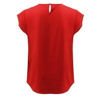 SKPBlutn ženski ljetni vrhovi modna casual majica s kratkim rukavima okrugli vrat pune boje ljetni vrhovi za žene crvene m