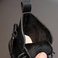 Cipele za dijete Zimski gležanj kvadratni nožni prst debeo jediničani čipkasti čipkasti čvrsti crni