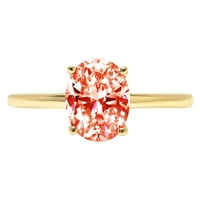 2.5ct ovalni rez crveni simulirani dijamant 14k žuto zlato ugraviranje izjava bridalna godišnjica angažmana
