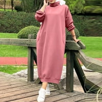 Žene Jesen Zima Overselizirani maxi dugi dugi dugi pulover Lounge Tunic Maxi haljina sa džepovima
