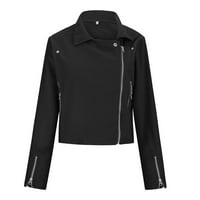 Kali_store jakna Ženska moda Žene puni zip up sherpa hoodie nejasna jakna prevelika fluffna kaput sa džepovima crna, l