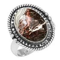 Prirodni ludi čipkani agatski prsten srebrni ručni nakit