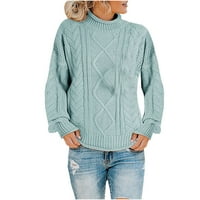 Ženski pad turtleneck džemper ugodan prevelizirani tunički pulover plemen na ulici s dugim rukavima