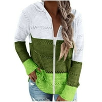 Yubnlvae Cardigan džemperi za žene, ženska jesenja i zimska klasična boja-blok puni zip kardigan casual