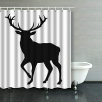 Crna silueta Buck na bijelom jelenu Antlers tuš za zavjese za kupaonicu