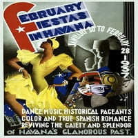Februar Fiestas u Havani Vintage Travel Poster Print