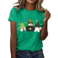 St.Patricks Day Ženska modna casual tiskana majica okrugli vrat kratkih rukava majica Tunic Top