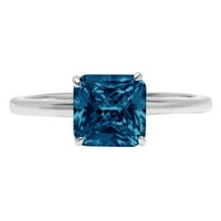 1.0ct Asscher Cut Prirodni London Blue Topaz 18K bijelo zlatne angažovane prstene veličine 4,75