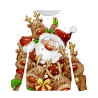 Božićne košulje za žene Modni slatki Xmas Tree Santa Claus Reindeer lose Print rukave Crewneck Dukseri