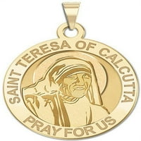 Saint Teresa iz kalkuta vjerske medalje u laserskoj veličini četvrtine -Solida 14k žuto zlato