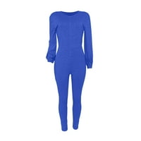 Voncos Womens Jumpsuits i Rompers Clearence - Moda udobna čvrsta zip duge hlače Oblique Kompletno ramena