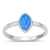 Vaša boja Sterling srebrni plavi simulirani Opal veleprodajni prsten. Marquise opseg CZ ŽENE 5