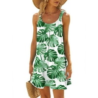 Ženske haljine plus veličina plaže haljine za plažu žene seksi havajski tropsko tiskovina bez rukava mini haljina Ljeto Loose Comfy Boho sandress WAHO