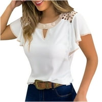 Zpanxa Prevelike majice za žene Ljeto modni čvrsti O-izrez kratki rukav Ležerne prilike izdubljene majice