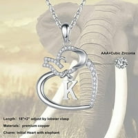 Xiangdd Goodluck Elephant Love Heart Privjesak ogrlica nakit za žene