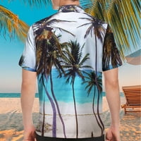 Muškarci Havajska majica na plaži s kratkim rukavima, tiskani ljetni casunski gumb dolje majice