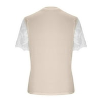 Ženske plus veličine vrhova trendi modne čvrste majice čipke kratkih rukava bluza okrugli vrat casual