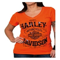 Harley-Davidson ženska H-D Vintage folija V-izrez kratki rukav, narandžasta, Harley Davidson