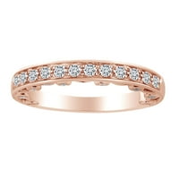 0. Carat Okrugli oblik Bijeli prirodni dijamantski vjenčani prsten 18K čvrstog ruža Zlatna prstena veličine