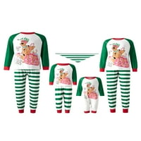Božićna porodica Pajamas Podudarni set Pas Print Dugi rukav vrhovi prugasti hlače za odmor za spavanje