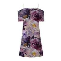 Haljine za žene plus veličine Ženska haljina za sunčanje cvjetna V-izrez kratka rukava kratka ležerna