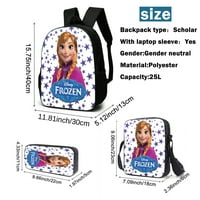 Kawaii Prinches Elsa školski ruksak, ruksak za dječake, torbu za ručak i torbu za ručak, ruksak za princeze