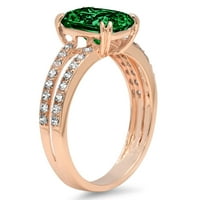 3.96ct jastuk od dragocjenog dragulja zelena simulirana emerald pravi 18k ružičasta ruža zlato robotski
