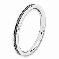 Sterling srebrna slaganja crno-pozlaćena kanala prstena večno veće veličine 7