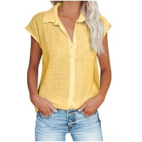 Košulja za žene Ležerne prilike, ženske vrhove za rad od pamučnog posteljina pamučna gumba dolje kratki