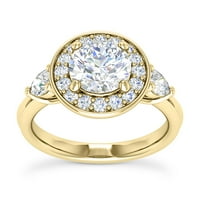 2.10ctw Natural Diamond i Moissite Halo Bezel 18K bijeli zlatni zaručni prsten