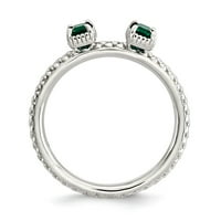 Izrazi Sterling Srebrne boje stvorene smaragdom dvije kamene veličine prstena: 10; za odrasle i tinejdžere; Za žene i muškarce