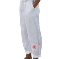 Taqqpue ženske pamučne pantalone harem hlače labave visoke struk široke pantalone za noge vrećice u
