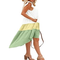 Liacowi Žene Ljeto ruffled haljina za rukave, kvadratna vrata nepravilne haljine za plažu
