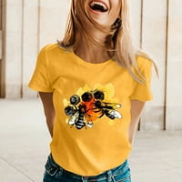 Ženski pčelinji festival majice tiskane kratkih rukava o vratu ženski ležerni trendi meki dnevni ženki