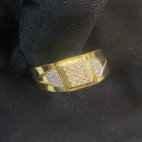 Pave 0. CTS Okrugli sjajni rezni dijamanti Muški vjenčani prsten za vjenčanje u znak Hallmark 14K žuto