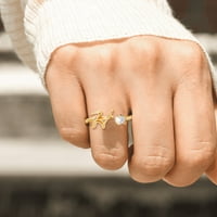 LowProfile za žene Djevojke Gold Personalizirani Rhinestone Početni nakit Personalizirani početni slovo Otvoreno s dijamantnim rivestonskim poklonima prstena