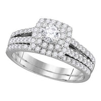Veličina 6. - 14K bijeli zlatni EGL certificirani dijamantski okrugli mladenci za venčani prsten za