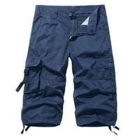 Hlače Ljetne kratke hlače Muški kombinezoni Ležerne prilike Capris ravne multi džepne hlače Plavo